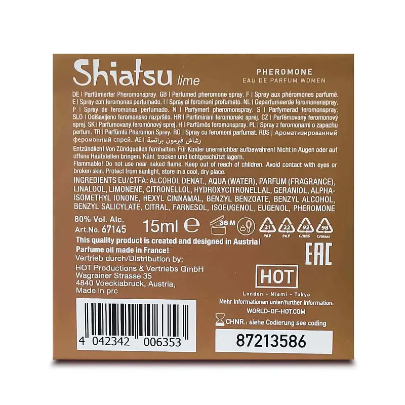 Духи с феромонами женские Shiatsu Pheromone Fragrance women lime 15 ml - фото 6