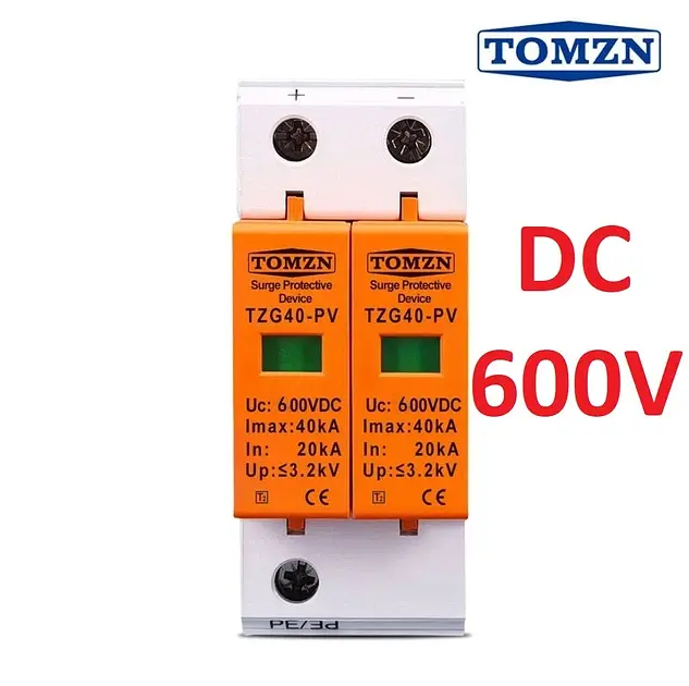 Пристрій захисту від імпульсних перенапруг DC TOMZN TZG40-PV 2P 20–40kA 600V обмежувач перенапруги 2х полюсний (19636) - фото 2