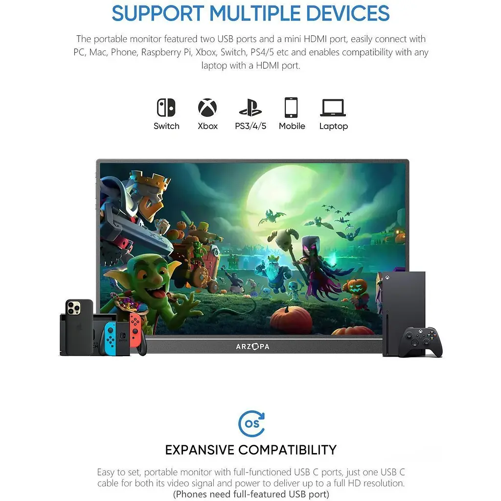 Портативний монітор Arzopa 16,1` Z1C IPS Full HD Black [139541] - фото 6