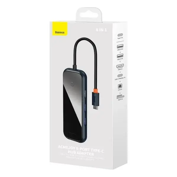 USB-хаб Baseus AcmeJoy 8-Port Type-C HUB Adapter (Type-C to HDXiaomi*1+USB3.0*2+USB2.0*1+Type-C PD&Data*1+RJ45*1+SD/TF*1) WKJZ010613 - фото 5