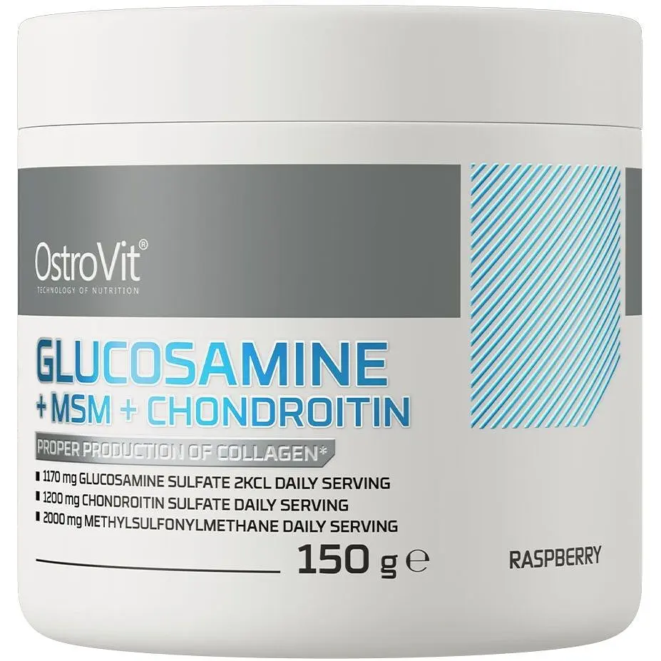 Препарат для суставов и связок OstroVit Glucosamine+MSM+Chondroitin, 150 грамм - Малина - фото 1