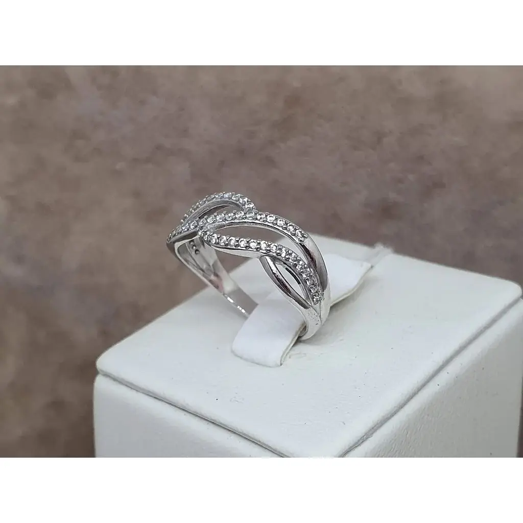 Срібне кільце Агні ЗВУЧАННЯ з фіанітами. 1162/1Р-CZ 17 - фото 4