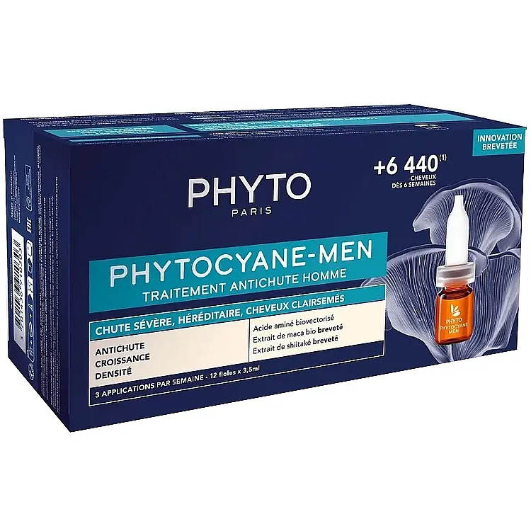 Набор Phyto Phytocyane Men: шампунь Invigorating Shampoo 100 мл + средство против выпадения волос Treatment 12 шт. x 3.5 мл - фото 3