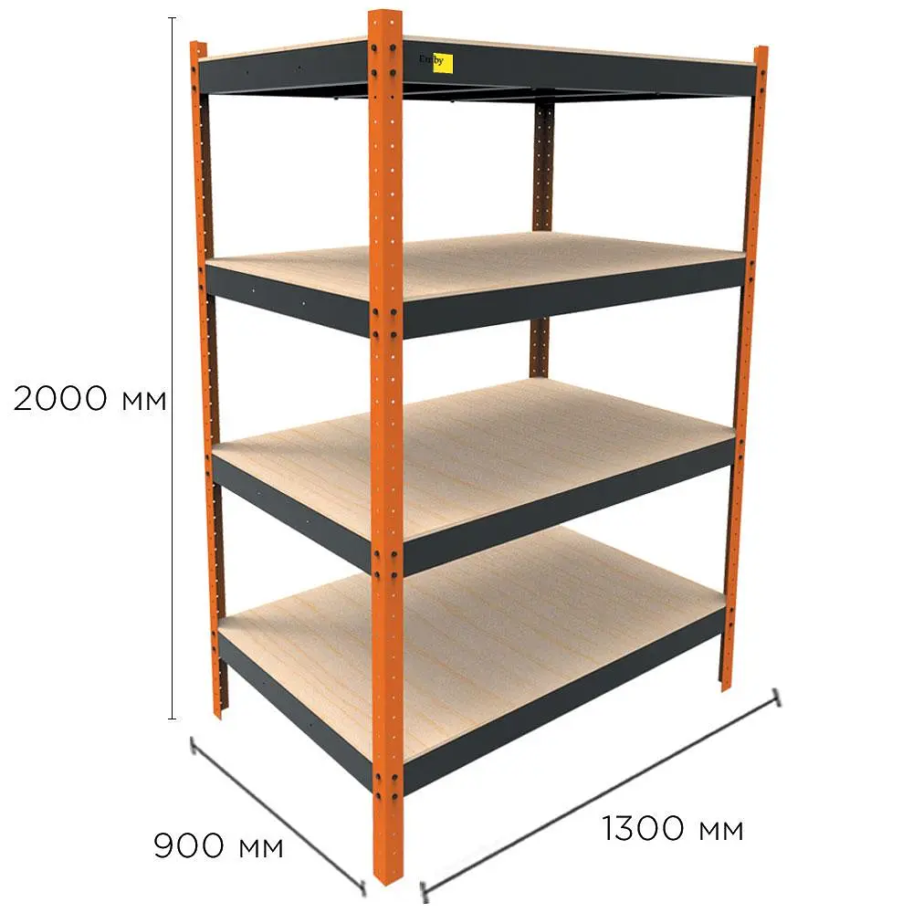Металлический усиленный стеллаж Emby Heavy Series (размер 2000х1300x900мм) 4 полки ДСП до 300кг - фото 2