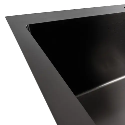 Кухонная мойка Platinum Handmade HSB из нержавеющей стали 1.2 мм квадратный сифон 70x50x23 см черная - фото 4