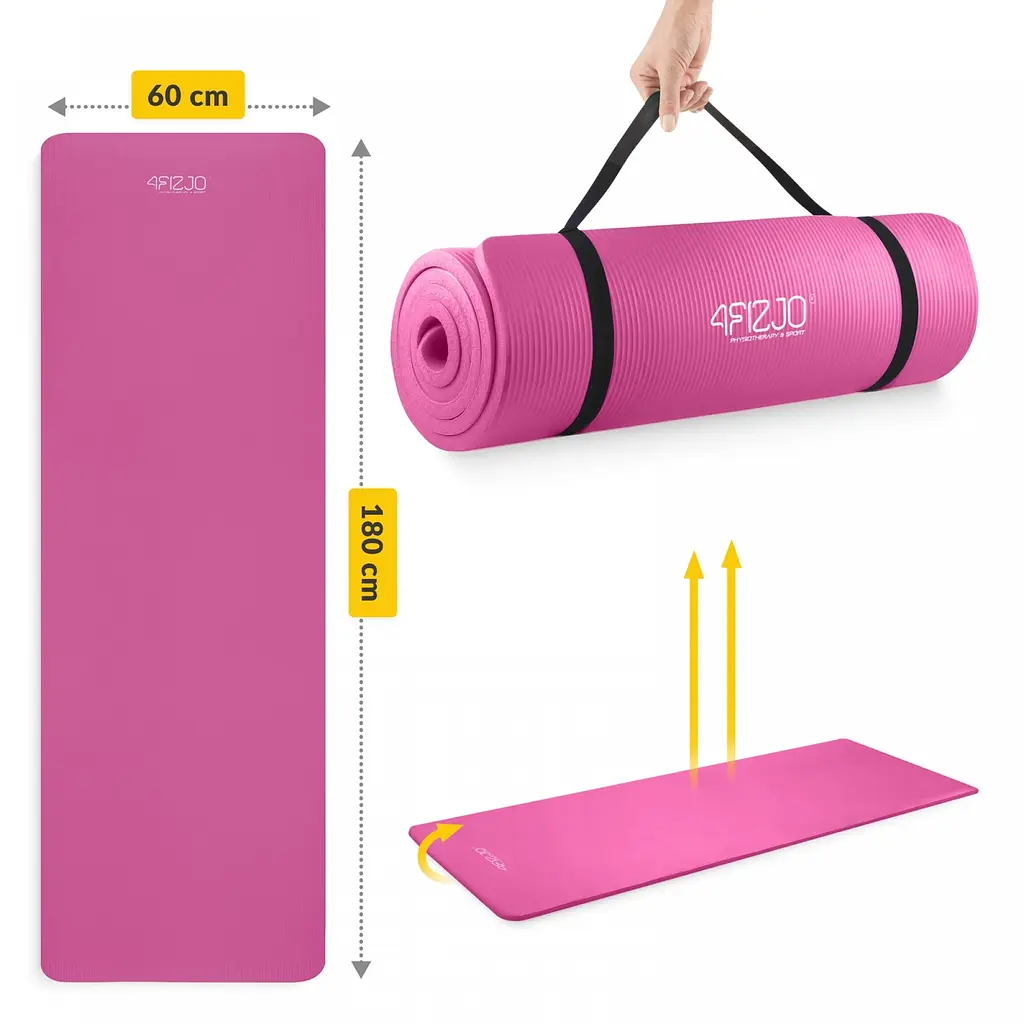 Килимок (мат) спортивний 4FIZJO NBR 180 x 60 x 1.5 см для йоги та фітнесу Pink (P-5905973405669) - фото 3