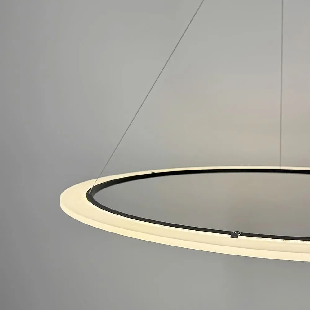 Современная черная подвесная люстра с кольцом Ø 80 см Ст. MJ305-800 BK | Line F - фото 2