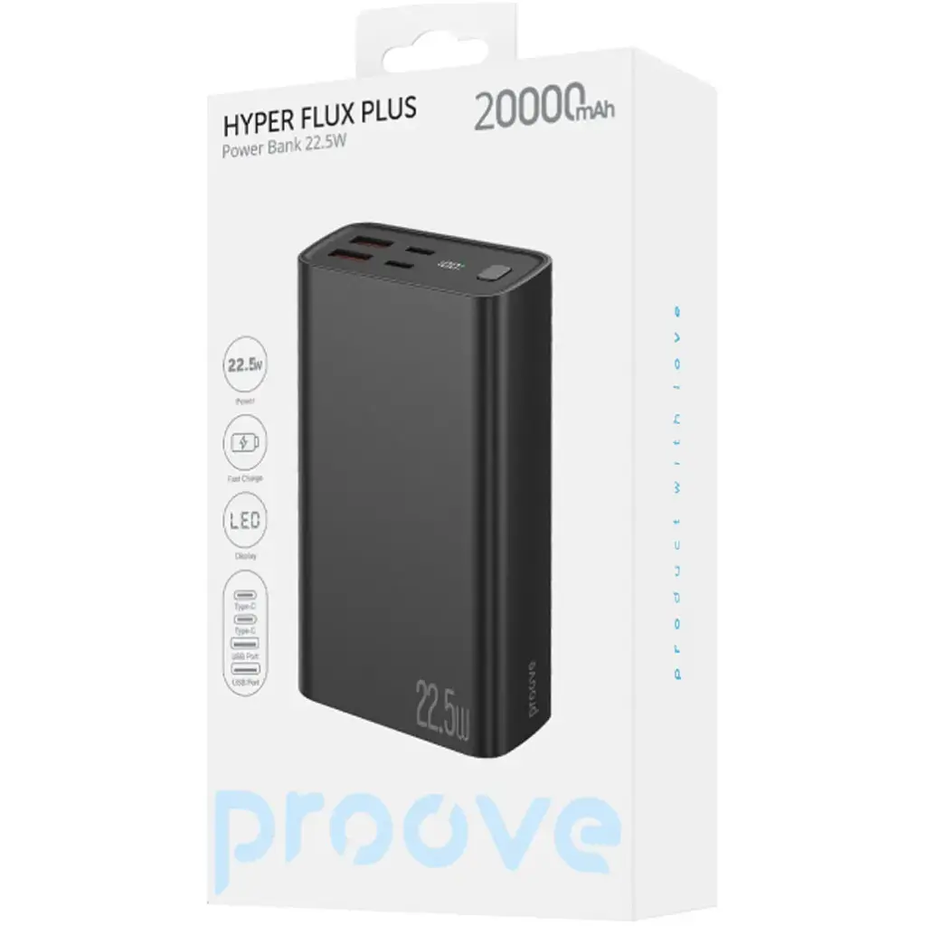 Внешний аккумулятор Proove Hyper Flux Plus 20000mAh 22.5W Black (PBF222120001) [131438] - фото 2