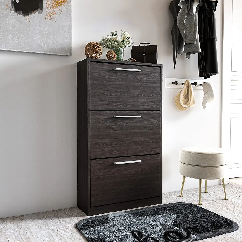 Полиця для взуття Flamecame підлогова на 3 шухляди з ДСП з ручками в стилі лофт II FST-21 - фото 7