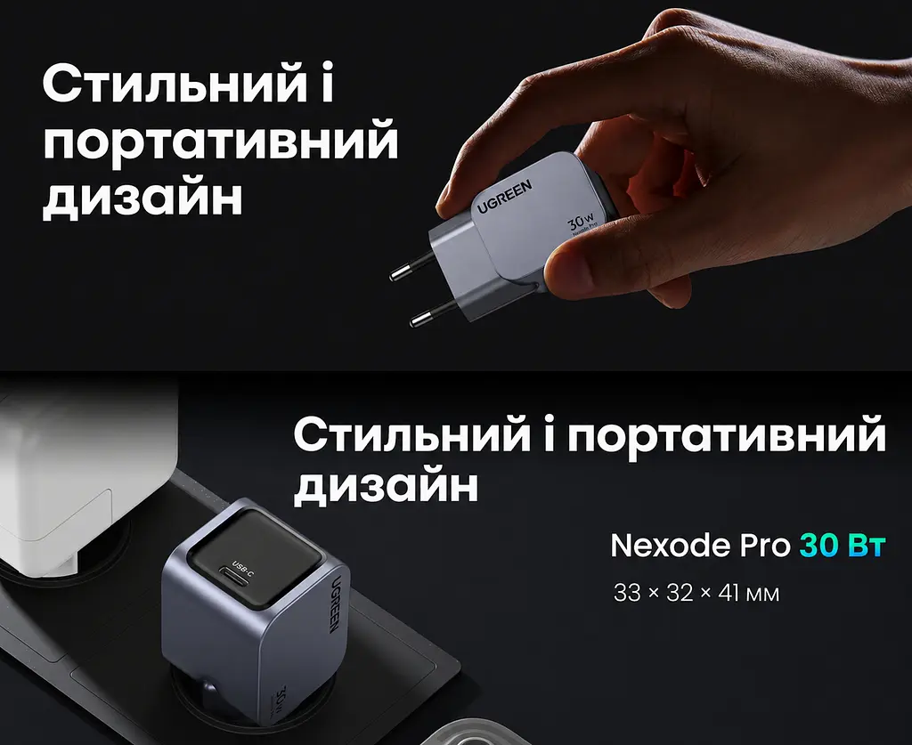 Мережевий GaN-зарядний пристрій UGREEN Nexode Pro X703 1 вихідний порт USB-C (35006) - фото 2