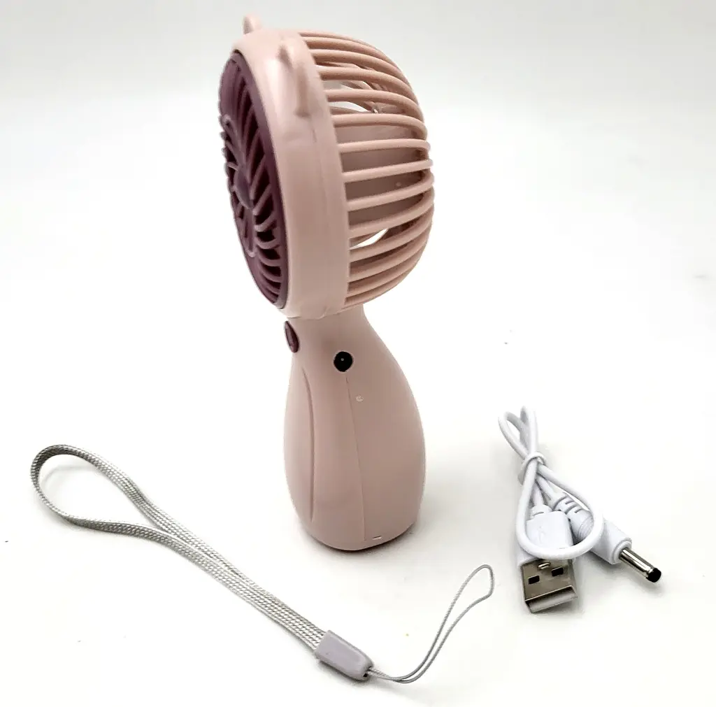 Вентилятор акумуляторний міні з ручкою USB діаметр 6см висота 13см Handy Mini Fan JX-998 рожевий - фото 5