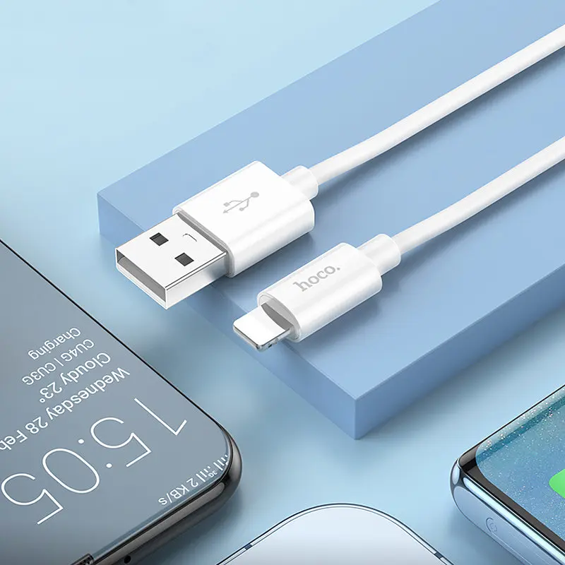 Дата кабель Hoco X 87 Magic silicone USB to Lightning (1 m) White - фото 6