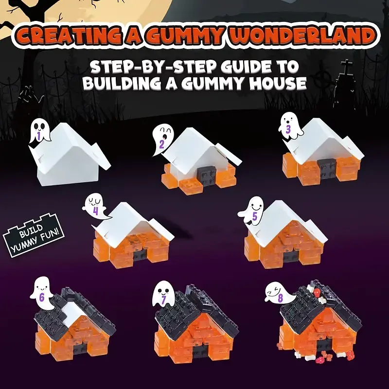 Жувальні цукерки Amos Halloween 4D Gummy Blocks Haunted House 232 г - фото 4