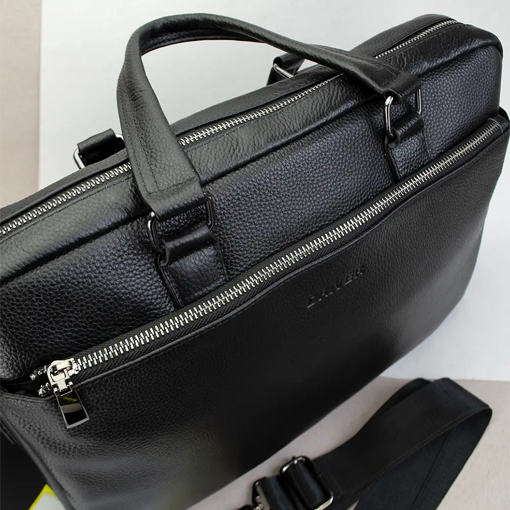 Портфель кожаный для ноутбука 13" и документов А4 DRL19286-6 черный - фото 4