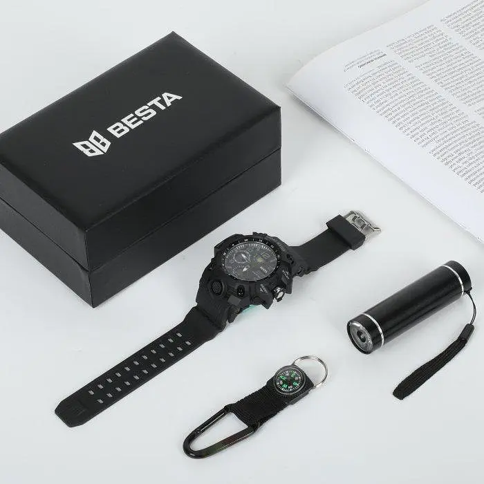 Чоловічий наручний годинник Besta Box Peremoga Light з компасом + подарунковий набір - фото 3