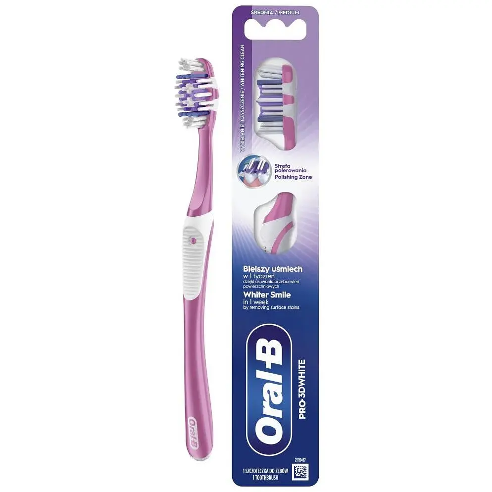 Зубна щітка Oral-B Pro 3D White Відбілювання Середньої жорсткості 1 шт. (8700216459518)