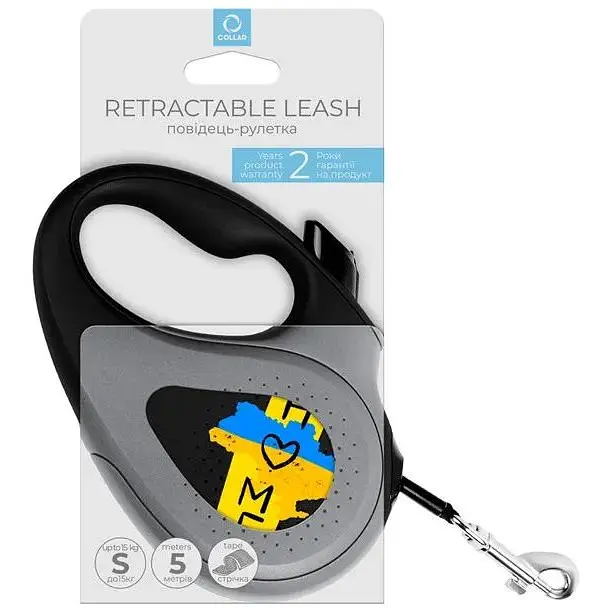 Повідець-рулетка для собак Waudog R-leash, малюнок "Дім", S, до 15 кг, 5 м, світловідбиваюча стрічка чорний - фото 5