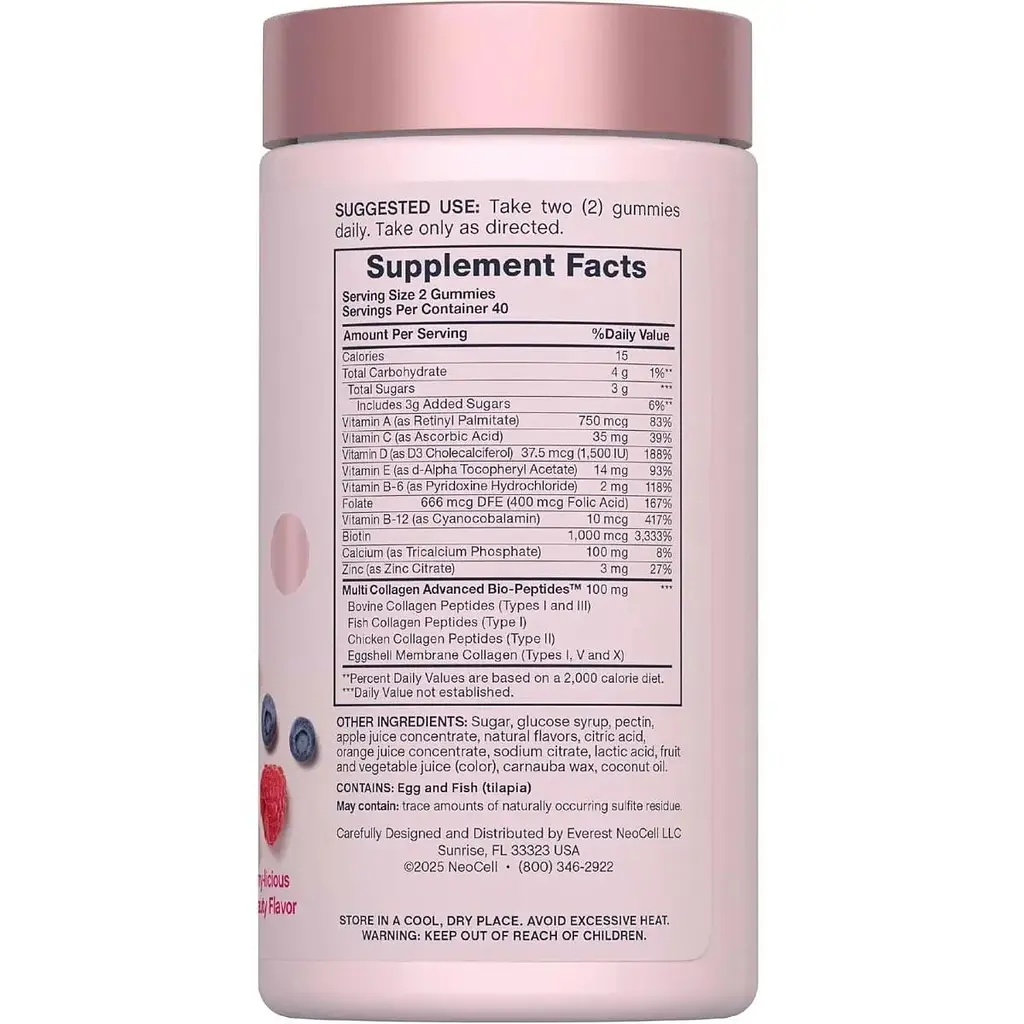 Мультивітаміни для жінок з колагеном Neocell Womens Multivitamin Multi Collagen Advanced Bio-Peptides смак ягід 80 жувальних цукерок - фото 2