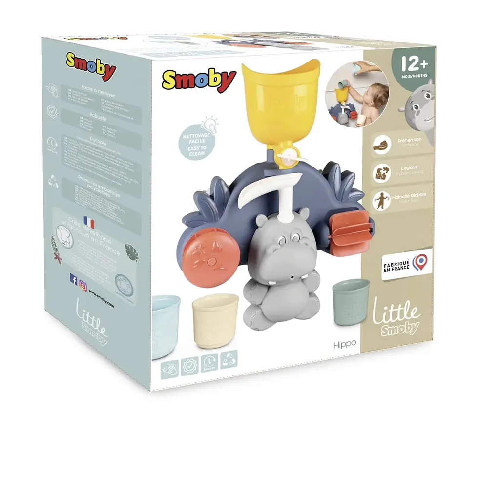 Іграшка для ванни Smoby Little Водяний млинок. Бегемот, з аксесуарами (140405) - фото 3
