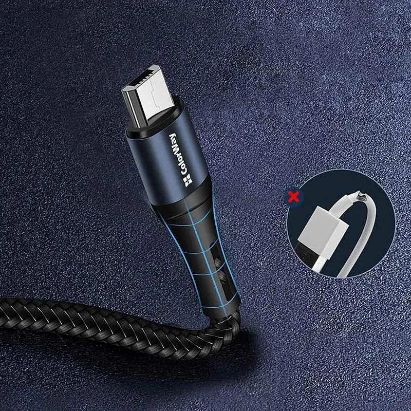 Кабель ColorWay USB - micro USB (M/M), Nylon, 2.4 А, 1 м, Black (CW-CBUM045-BK) - фото 2