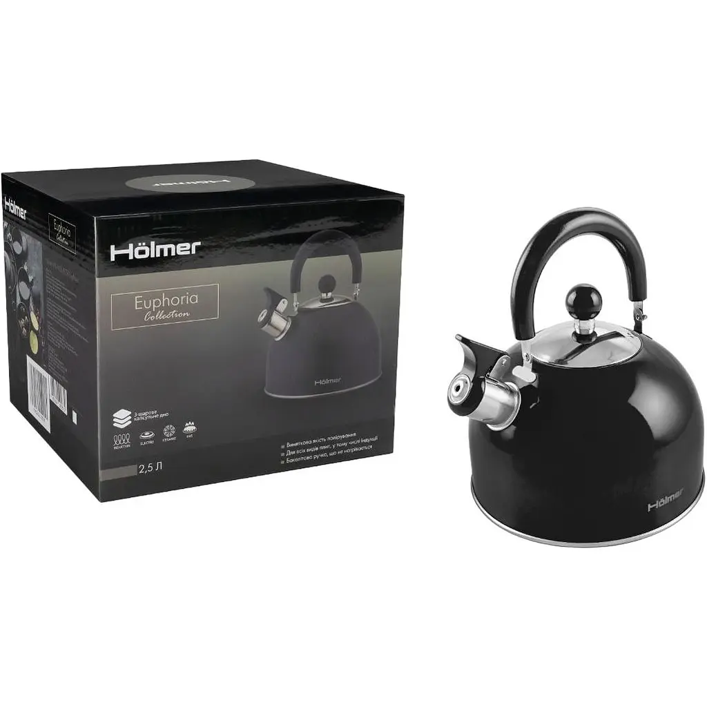 Чайник Holmer WK-4430-BCSB Euphoria 3 л чорний (WK-4430-BCSB Euphoria) - фото 7