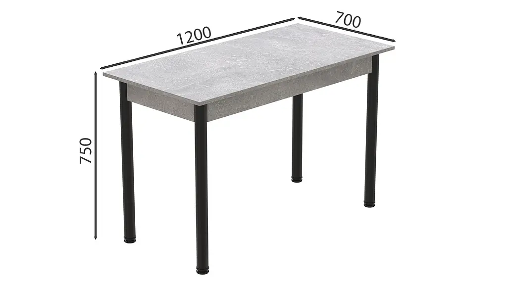 Стол кухонный Ferrum-decor Бенита 75x120x70 Черный ДСП Бетон 16мм (FRD-105569) - фото 4