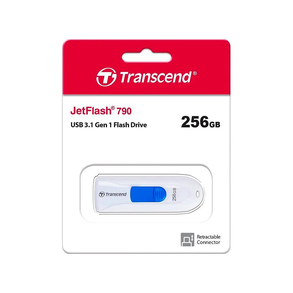 USB флеш накопичувач Transcend 256GB JetFlash 790 White USB 3.1 (TS256GJF790W) - фото 5