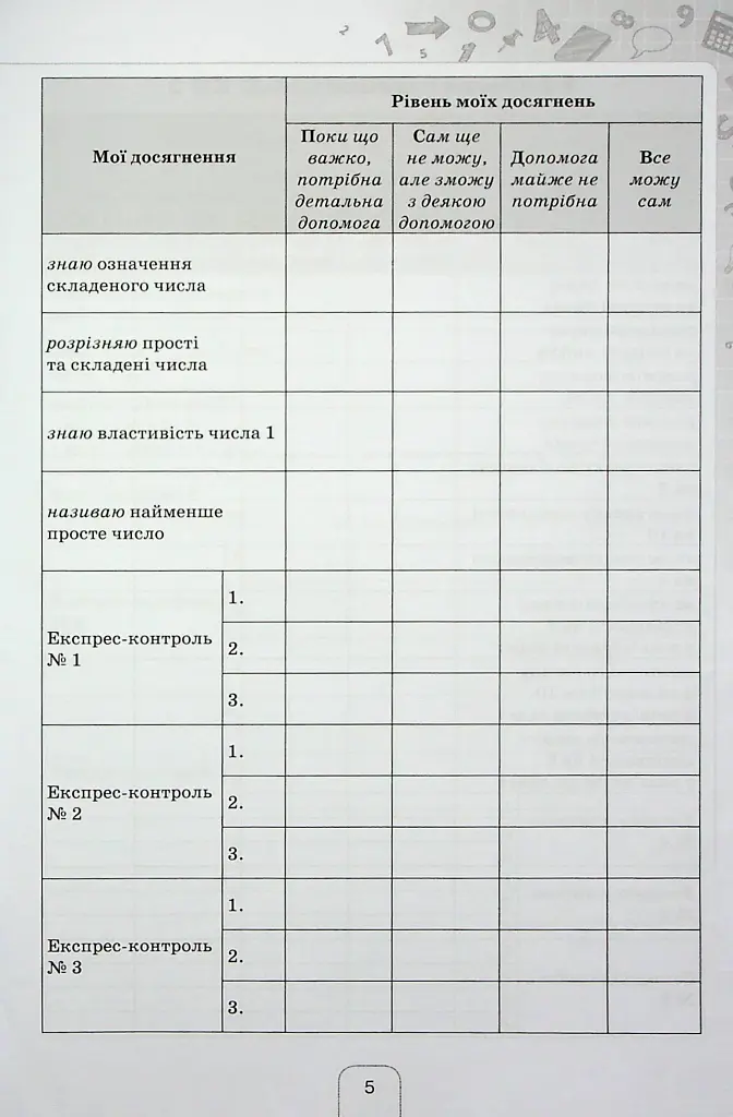 Математика 6 клас. Щоденник самооцінювання навчальних досягнень - фото 3