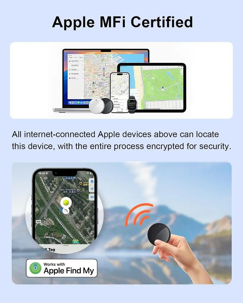 Bluetooth-трекер Nutale для Apple Find My, брелок для ключів iOS - фото 2