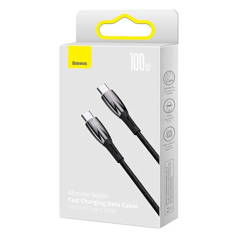 Кабель Baseus Type-C to Type-C Gli ммer Series Fast Charging Data Cable 1 м 100W/5A - фото 2