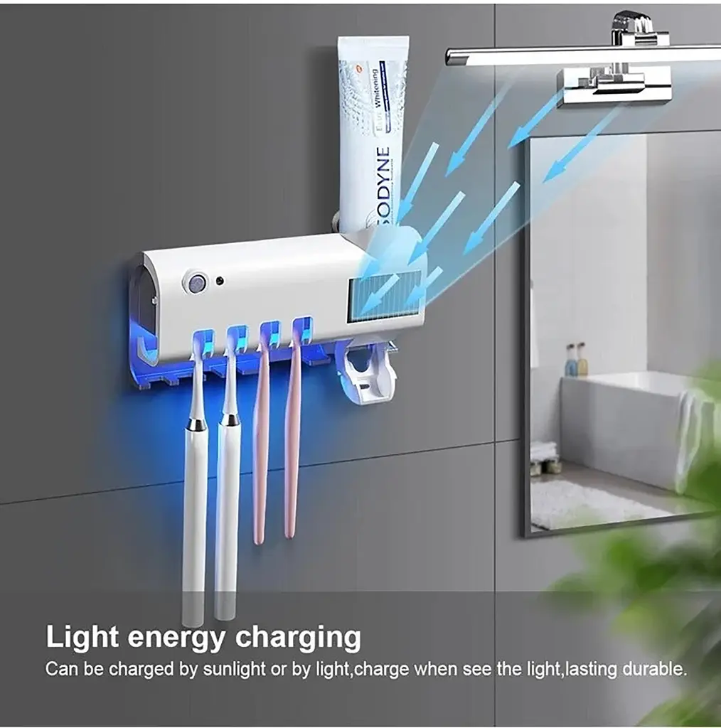 Стерилізатор тримач для зубних щіток на 4 секції з дозатором Multi-function Toothbrush Sterilizer UV, Yu Xin Білий 85810 - фото 4