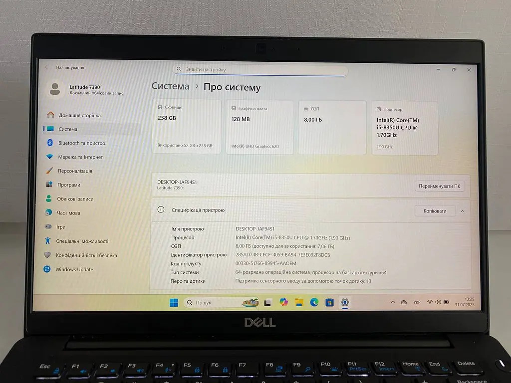Ноутбук Dell Latitude 7390 13.3" (i5-8350U / 8GB / SSD 256GB / 1920x1080 IPS Сенсорний) LTE #4 Refurbished - фото 8