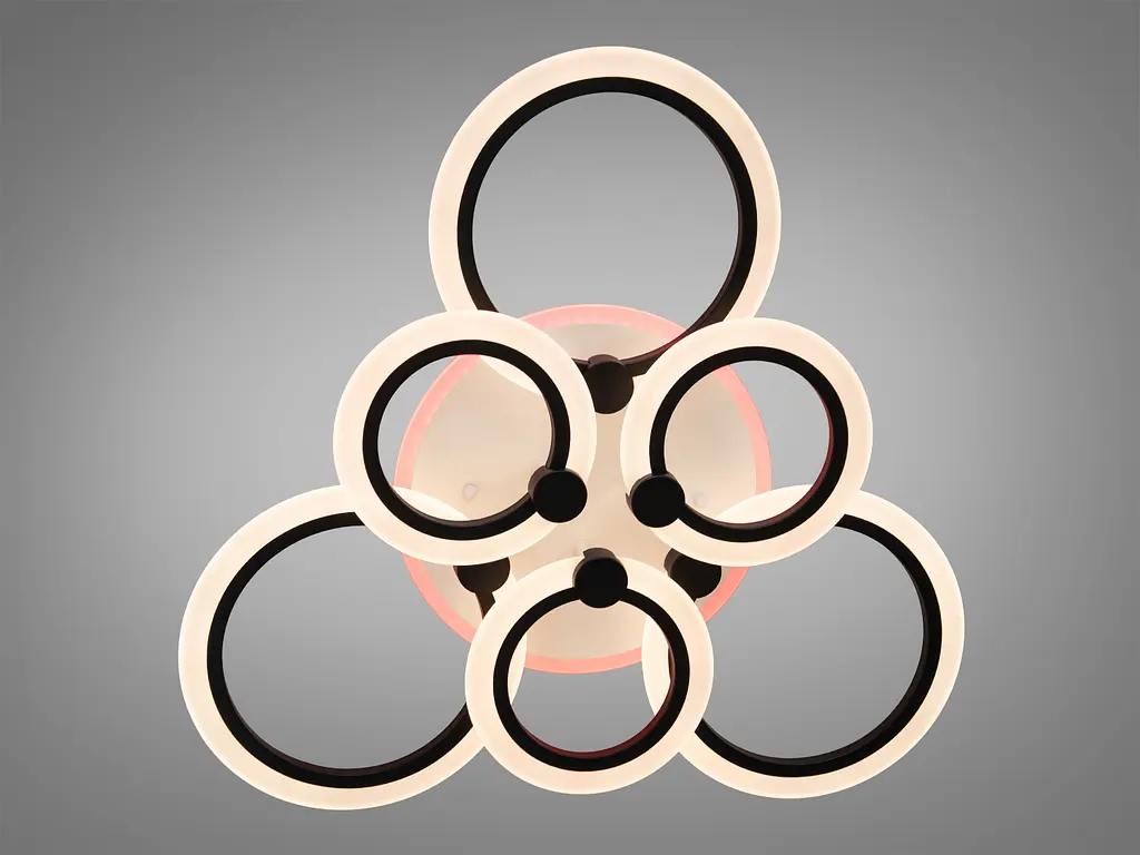 Стельова LED люстра з пультом та підсвічуванням, 82W, чорна - фото 2