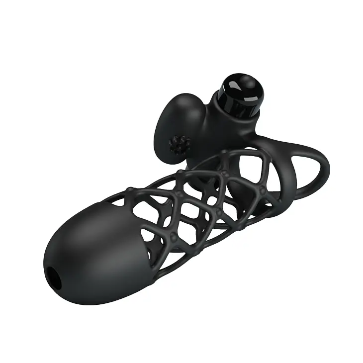 Насадка на член Pretty Love Vibro Penis Sleeve Black I, 13.5х3.6 см - фото 5