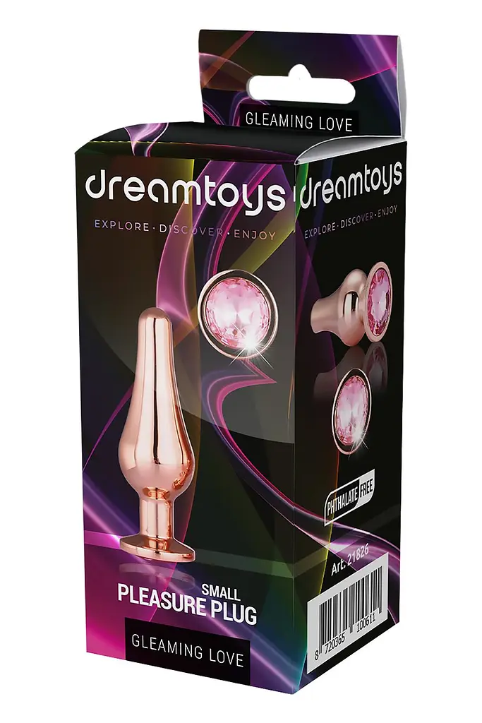 Анальна пробка Gleaming Love Gold Pleasure Plug S, 9 см (рожевий) - фото 5