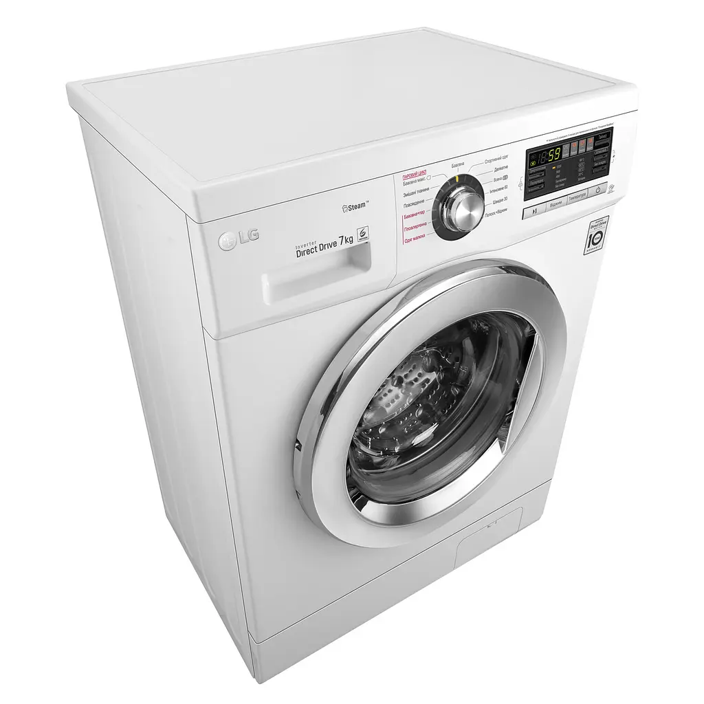 Пральна машина LG з фронтальним завантаженням F1296HDS3, 7кг, 1200, A+++, Пар, глибина 44см, Дисплей, Інвертор, Білий (F1296HDS3) - фото 8