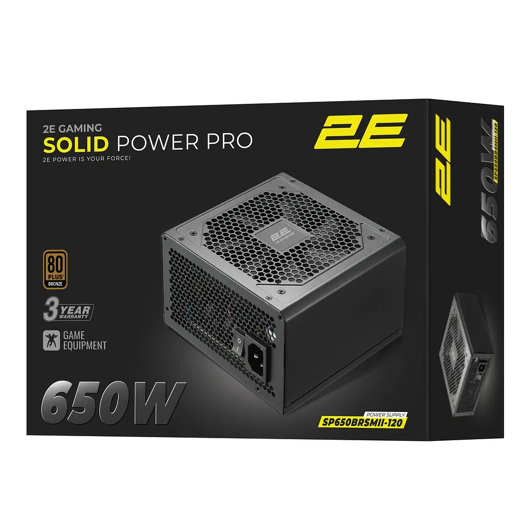 Блок питания 2E GAMING Solid Power Pro ATX3.1 GEN5.0 (650 Вт), >85%, 80+ Bronze, 120 мм, 1xMB 24-контактный (20+4), 2xCPU 8-контактный (4+4), 3xMolex, 6xSATA, 4xPCIe 8-контактный (6+2), 1x12VHPWR, полумодульный - фото 7