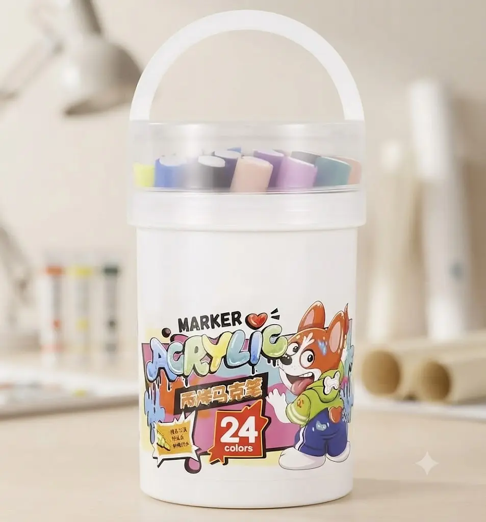 Акварельні маркери 24 Water color pen / Набір маркерів у білому відерці / Художні маркери