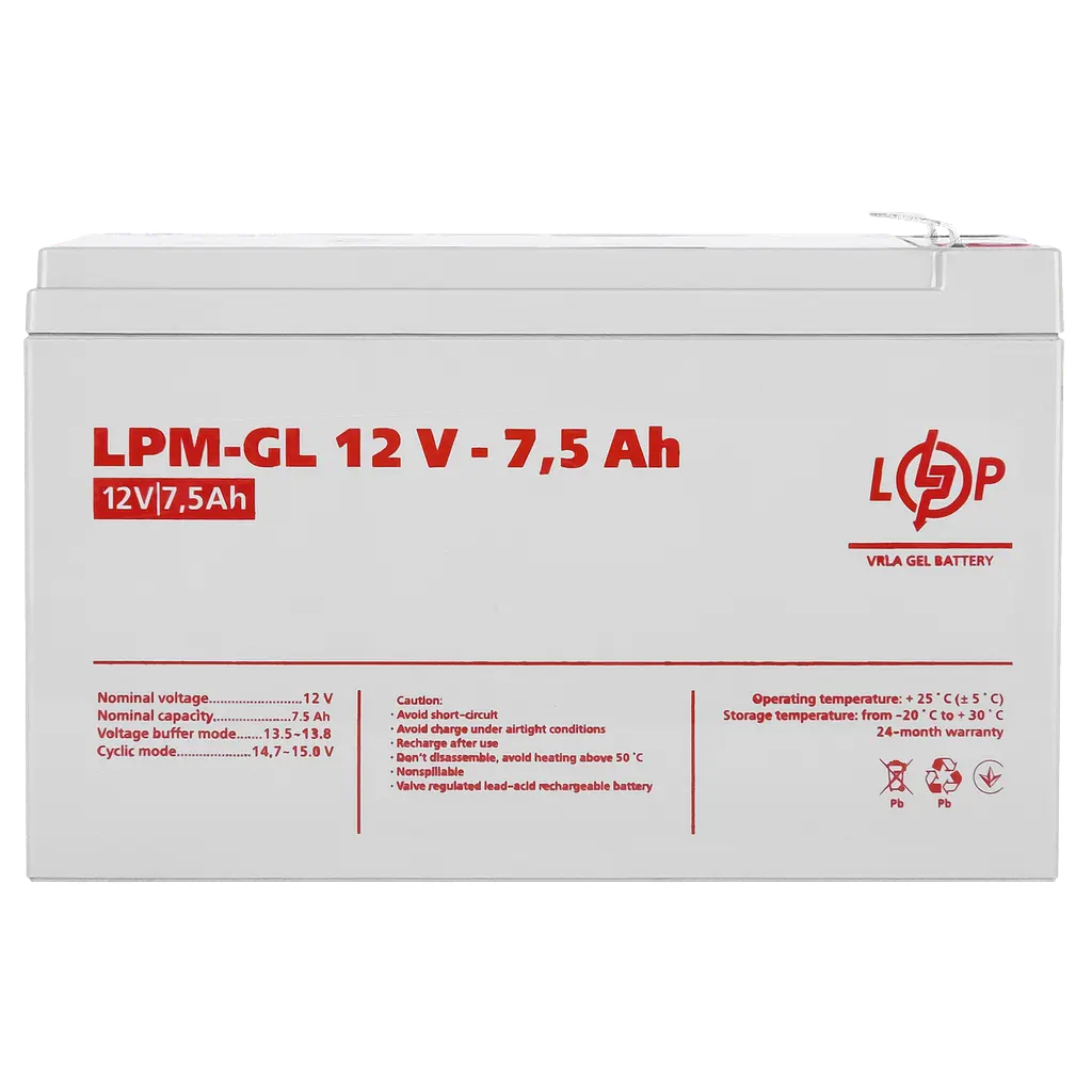 Аккумулятор гелевий LPM-GL 12V - 7.5 Ah - фото 3