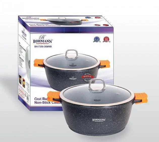 Каструля з мармуровим покриттям Bohmann BH 7350-26см 5л - фото 10