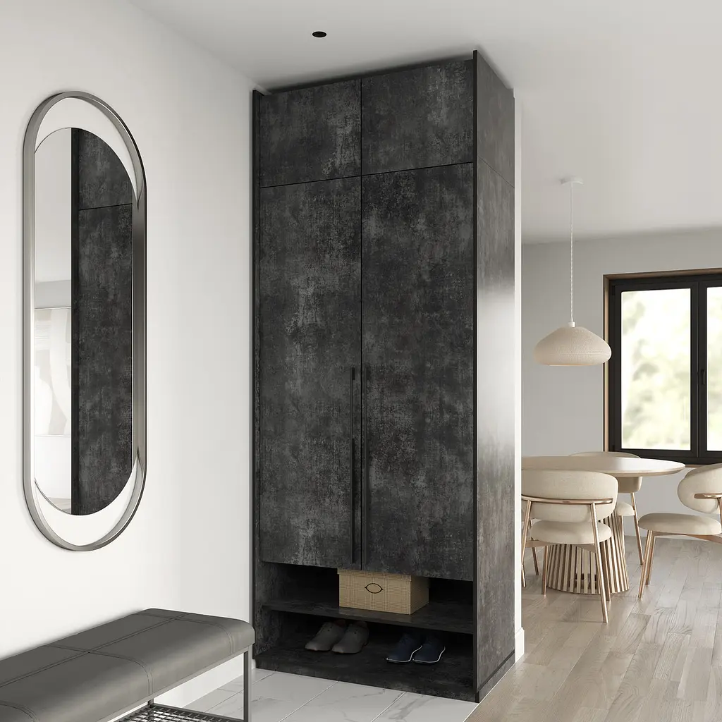 Шафа для одягу Flamecame зі штангою на 2 двері у передпокій FR-04 Бетон Темний - фото 3