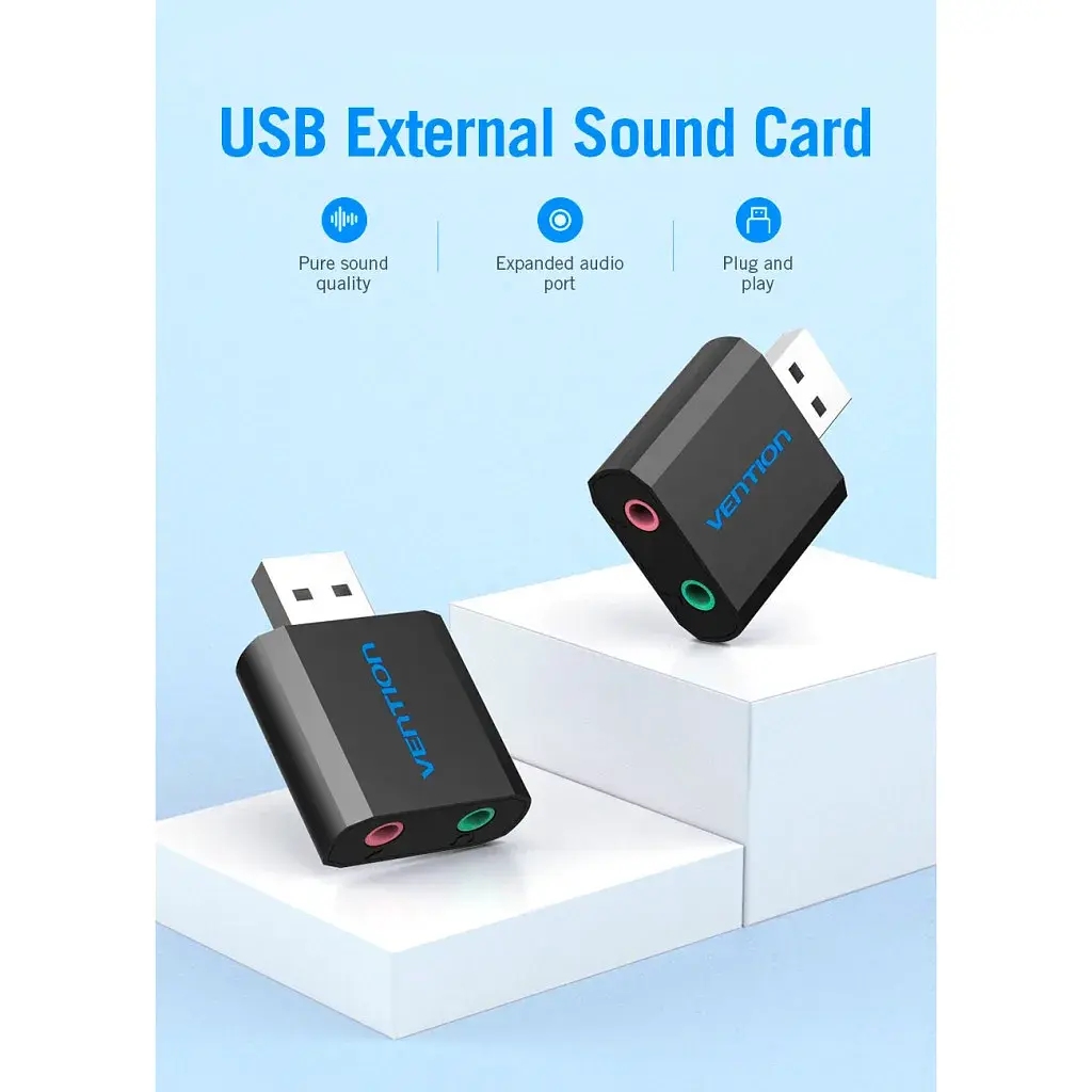 Звукова плата Vention Audio USB 2х3,5mm jack Metal (VAB-S17-B) - фото 12