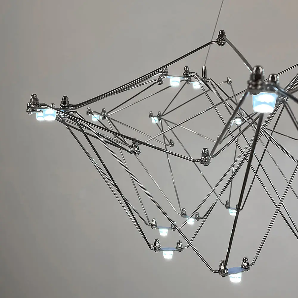 Невесомая серебряная люстра Ø 80 см Ст. MJ 206-800 CH | Line F - фото 7