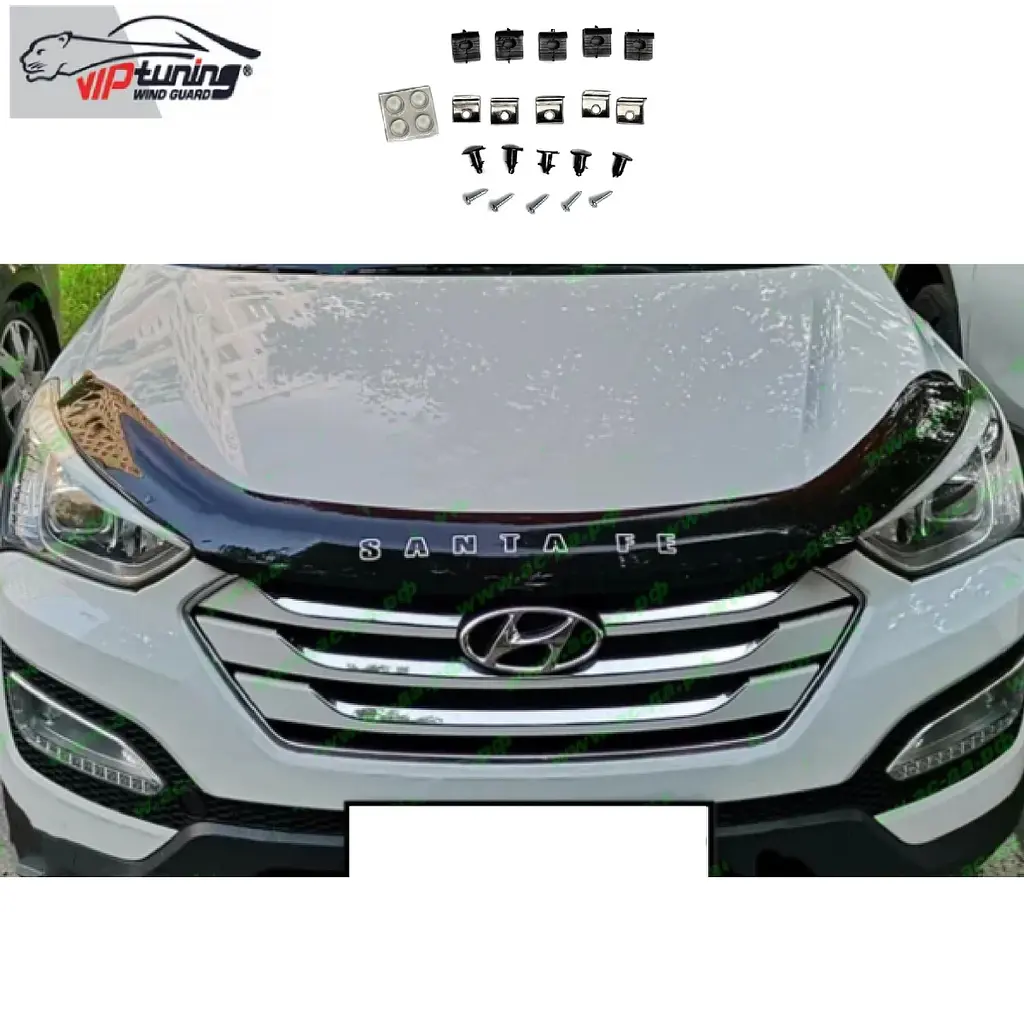 Дефлектор капоту мухобійка для Hyundai Santa Fe 2012-2018 (Vip Tuning) HYD84 - фото 2