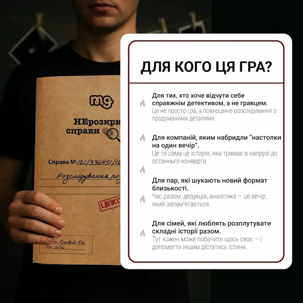 Настільна гра "Нерозкриті справи №3" Memo Games 0036MG, понад 50 документів слідства - фото 2