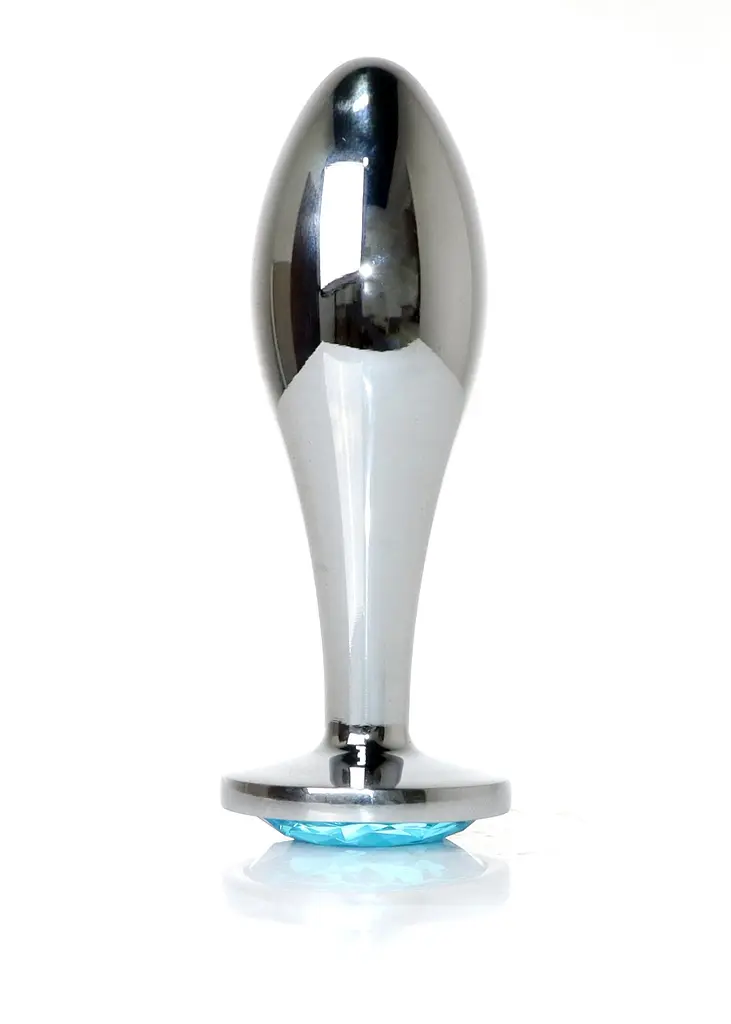 Анальна металева пробка Plug-Jewellery Silver PLUG- Light Blue L Boss Series 64-00148 100347