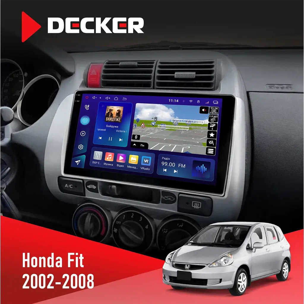 Штатна магнітола Honda Fit 2002-2008 Decker D9-009 4x64, DSP, 4G, 2k Decker (НФ-00008752)