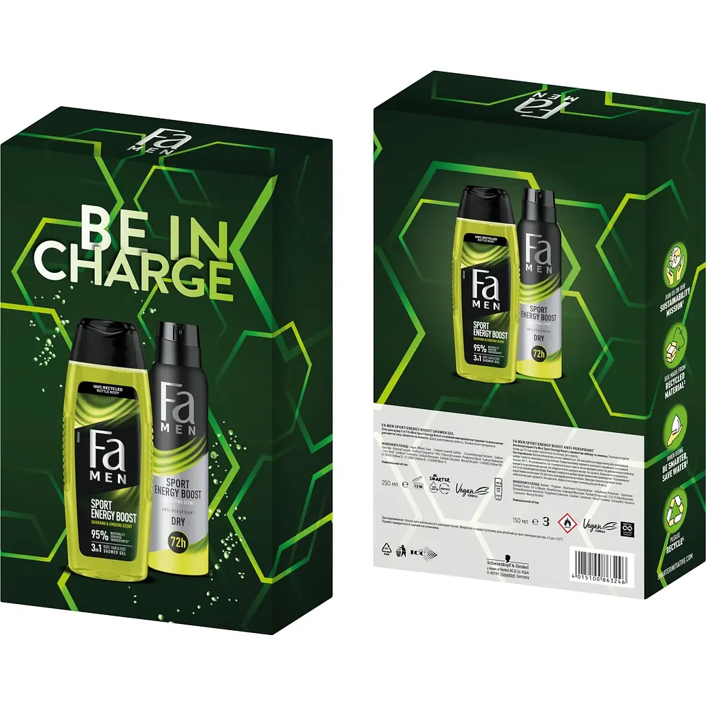 Уцінка. Набір Fa Men Energy Boost. Be In Charge Гель для душу 250 мл + Антиперспірант-ролик 50 мл - фото 5