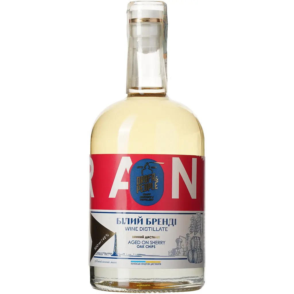 Виний дистилят Дрофа&Люди Білий Бренді Aged on Sherry Oak Chips 42% 0.5 л  - фото 2