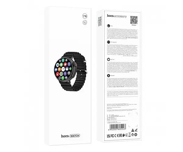 Умные часы Hoco Smart Sports Watch Y18 call version с функцией звонка черные (6942007605243) - фото 3